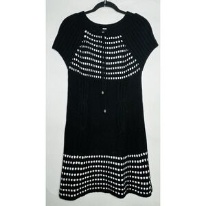 T-C Fashion Black And White Knit Sweater Midi‎ Dress Baby Doll Girly Size XL
